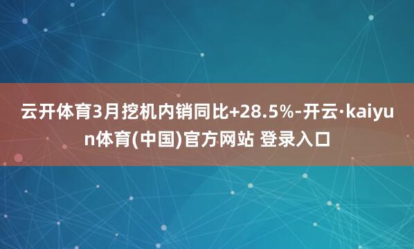 云开体育3月挖机内销同比+28.5%-开云·kaiyun体育(中国)官方网站 登录入口